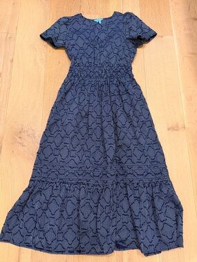 Draper James Navy Patterned Midi Dress XS